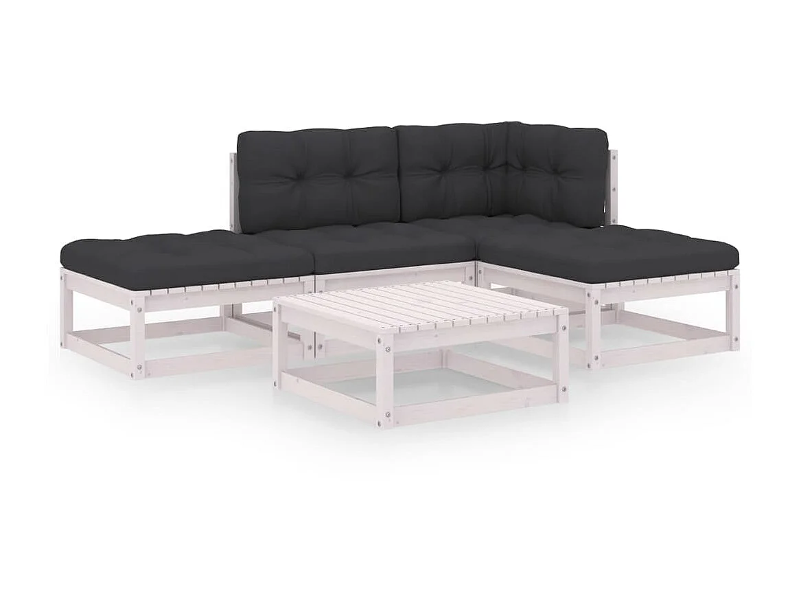 Salon de jardin 5 pcs avec coussins Bois de pin massif 58