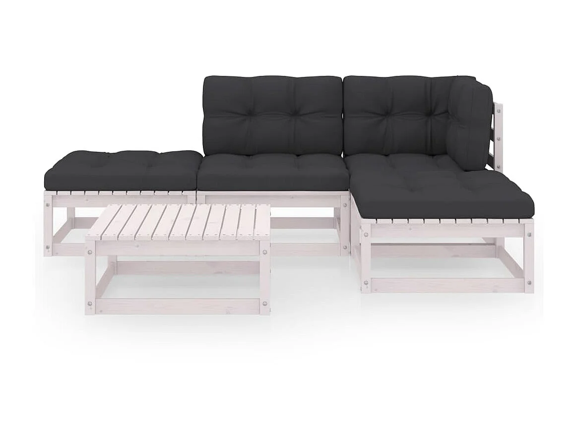 Salon de jardin 5 pcs avec coussins Bois de pin massif 58