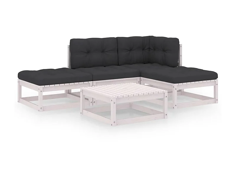 Salon de jardin 5 pcs avec coussins Bois de pin massif 58