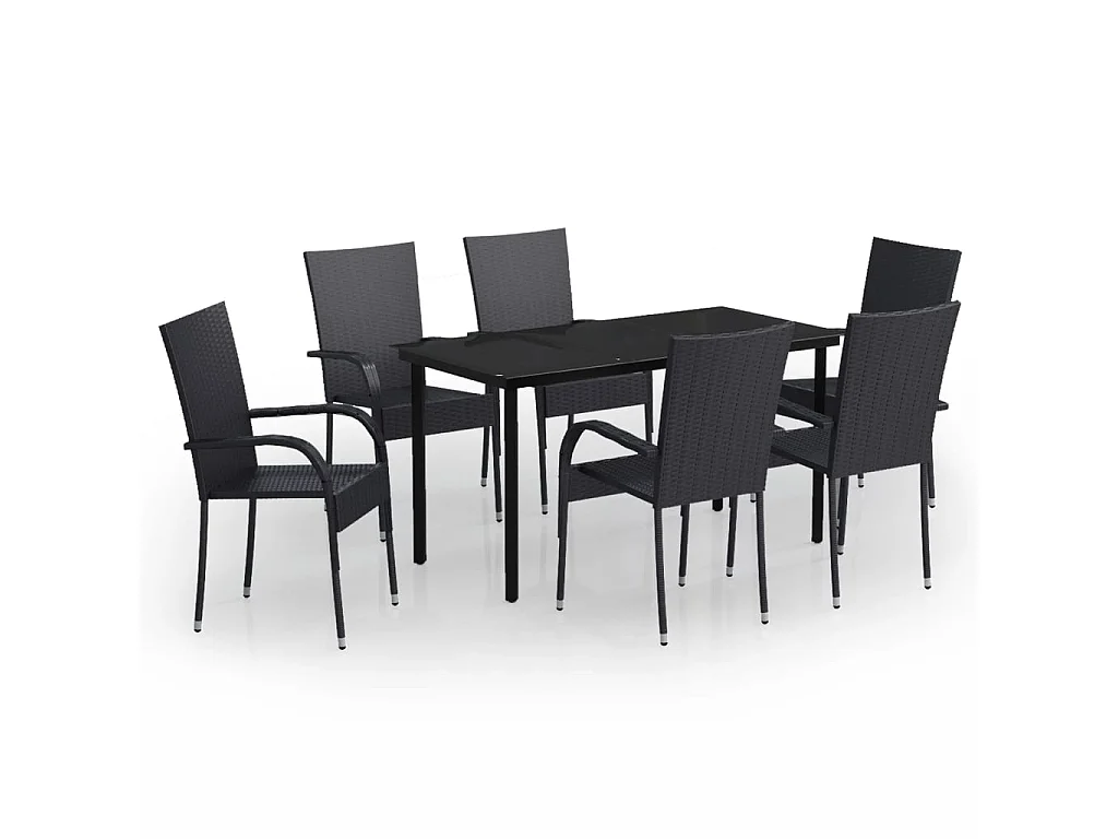 Ensemble de salle à manger d'extérieur 7 pcs Noir