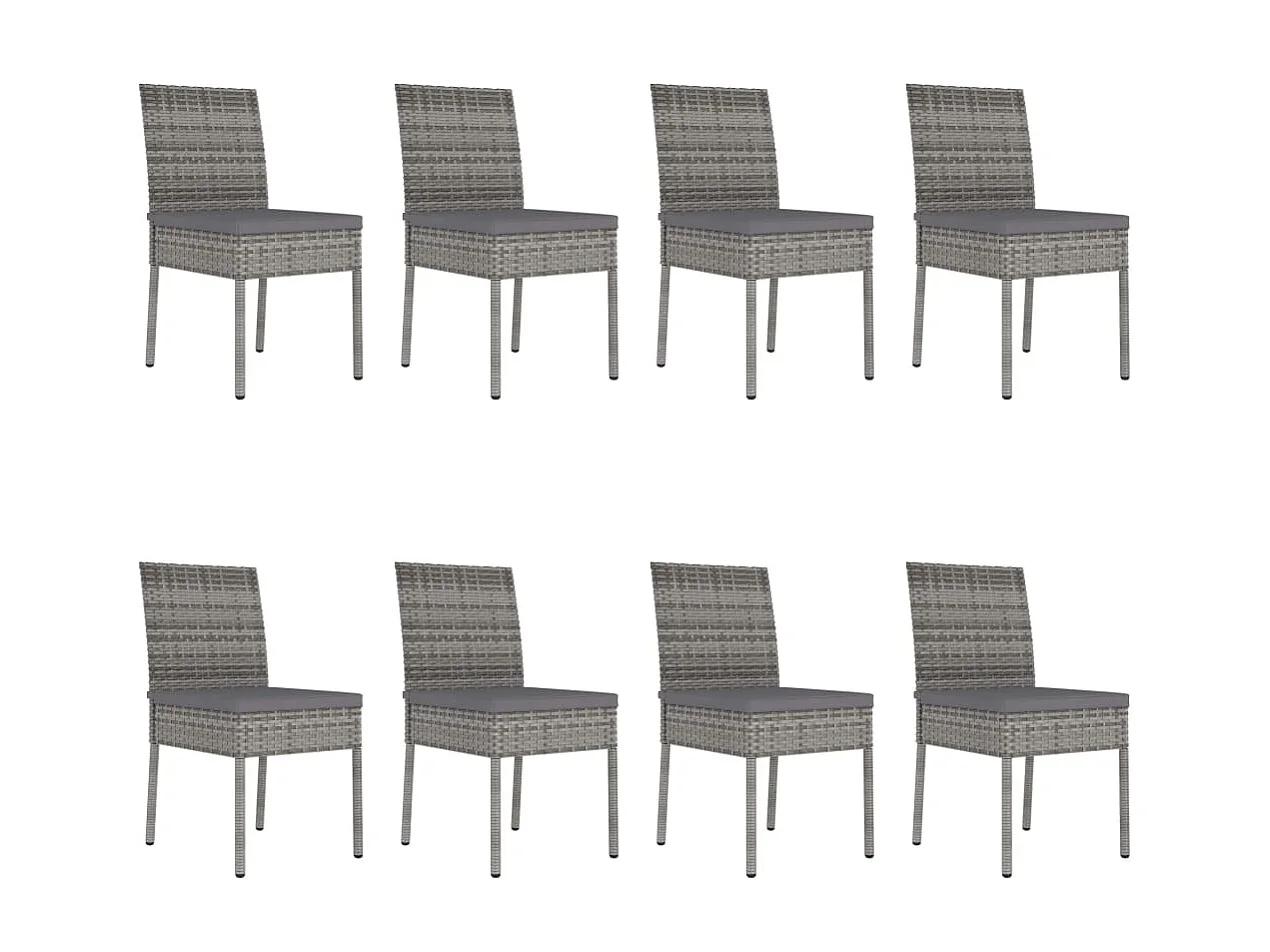 Ensemble de salle à manger de jardin 9 pcs Résine tressée Gris 3