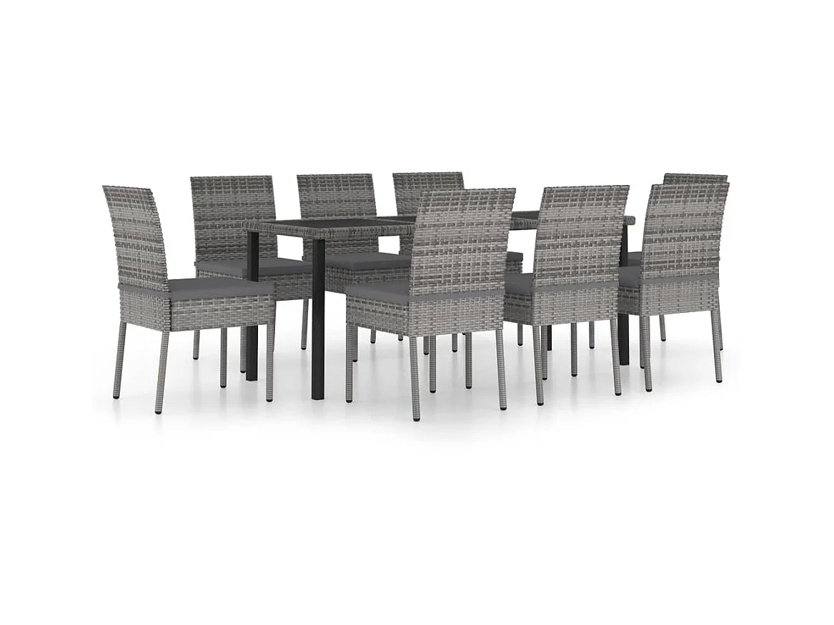 Ensemble de salle à manger de jardin 9 pcs Résine tressée Gris 3
