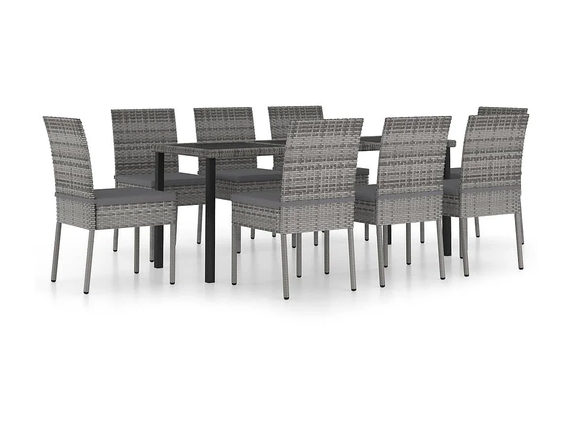Ensemble de salle à manger de jardin 9 pcs Résine tressée Gris 3