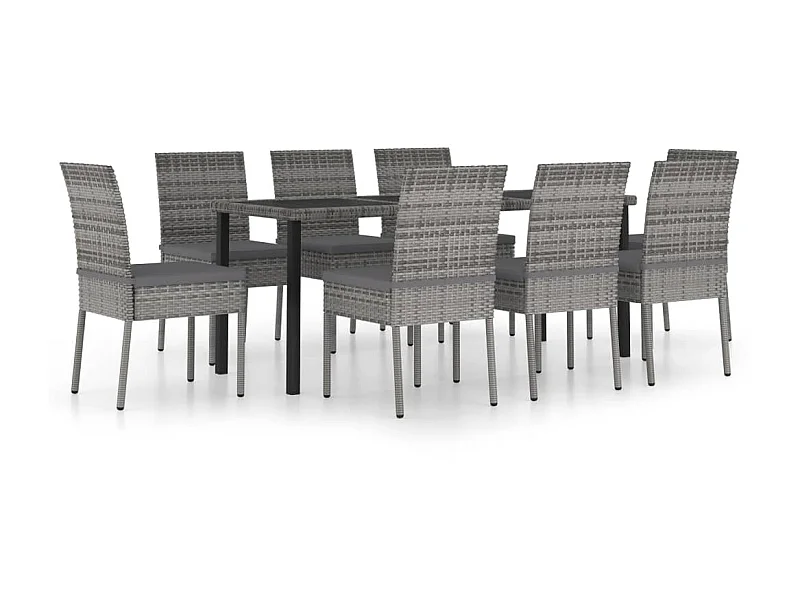 Ensemble de salle à manger de jardin 9 pcs Résine tressée Gris 3