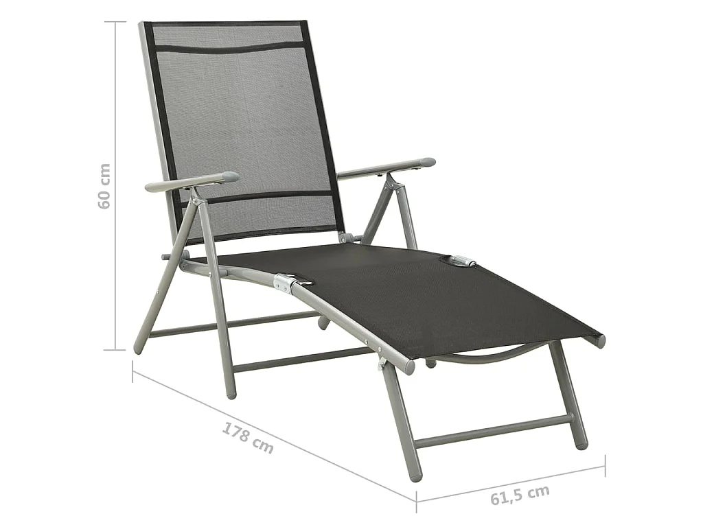 Salon de jardin 9 pcs Noir et argenté