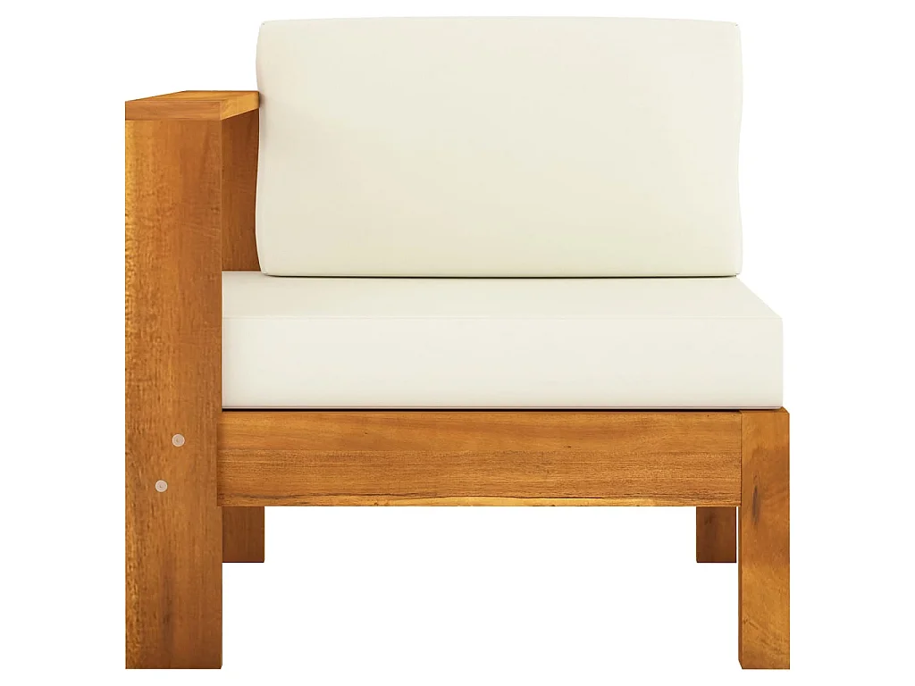 Salon de jardin 5 pcs avec coussins blanc crème Bois d'acacia