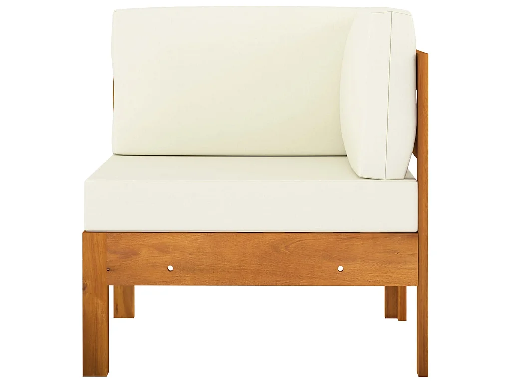 Salon de jardin 5 pcs avec coussins blanc crème Bois d'acacia