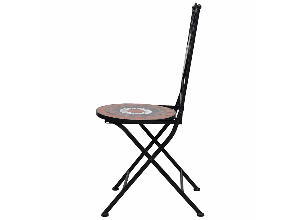 Meuble de bistro mosaïque 3 pcs Carreaux Terre cuite et blanc