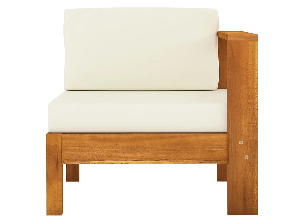 Salon de jardin 6 pcs avec coussins blanc crème Bois d'acacia 2