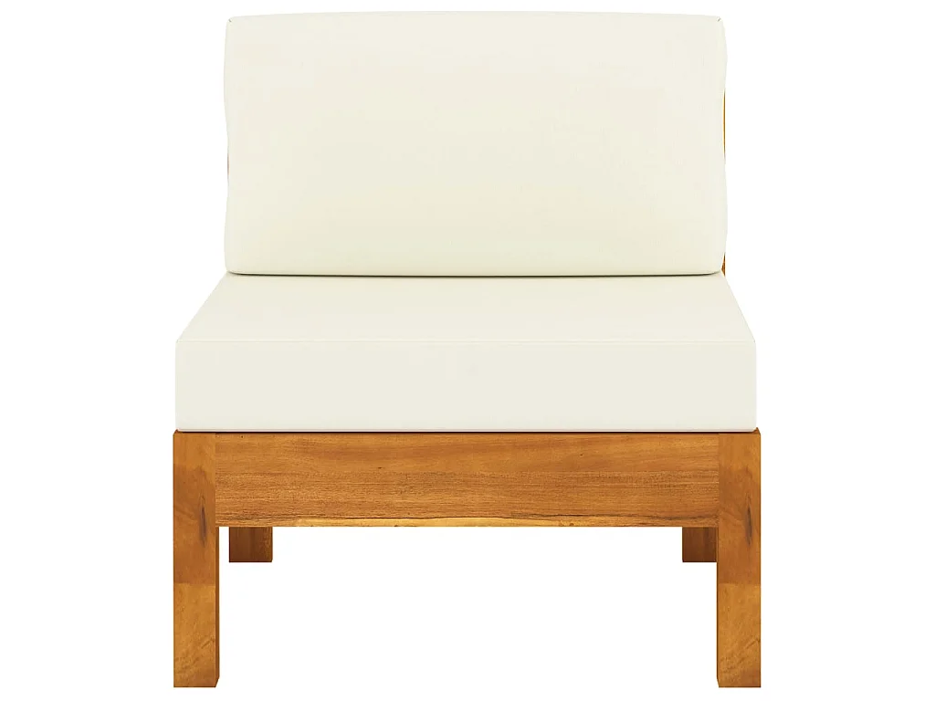 Salon de jardin 6 pcs avec coussins blanc crème Bois d'acacia 2