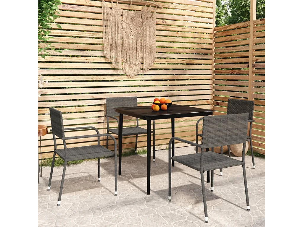 Ensemble de salle à manger de jardin 5 pcs Gris 18