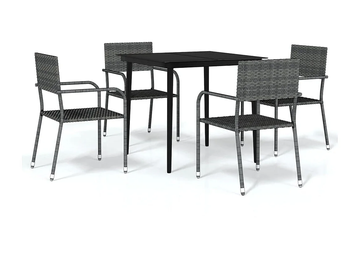 Ensemble de salle à manger de jardin 5 pcs Gris 18