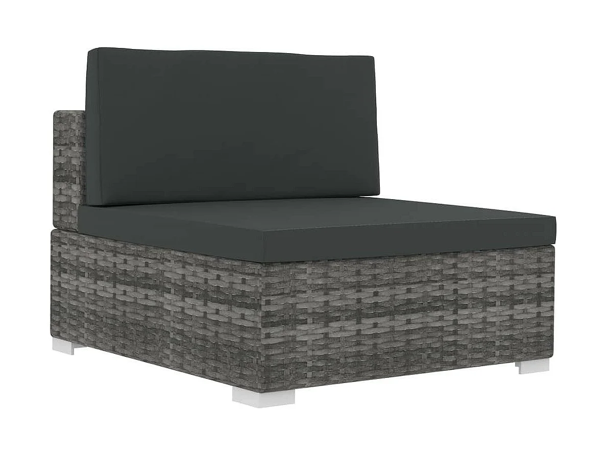 Salon de jardin 3 pcs avec coussins Résine tressée Gris 5