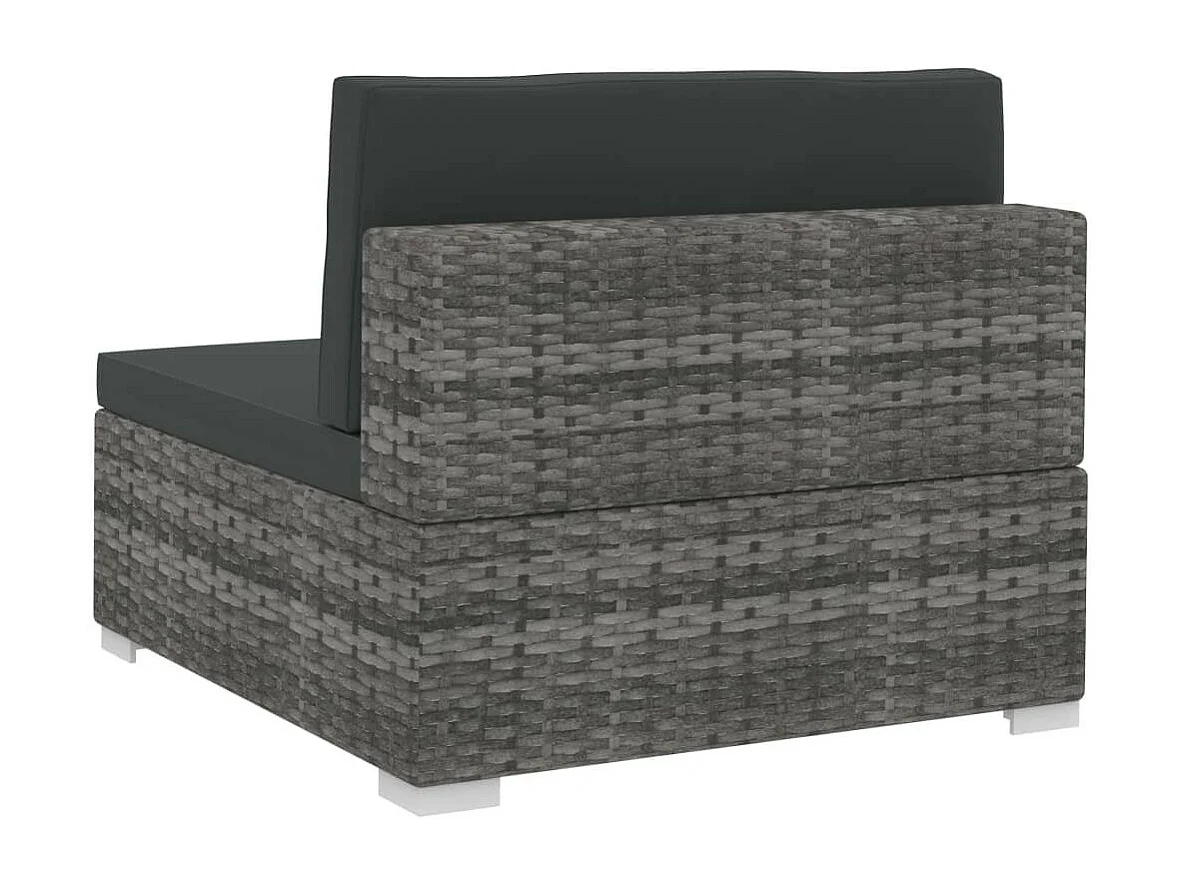 Salon de jardin 3 pcs avec coussins Résine tressée Gris 5