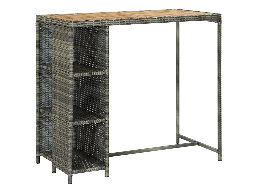 Meuble de bar de jardin 5 pcs et coussins Résine tressée Gris 3