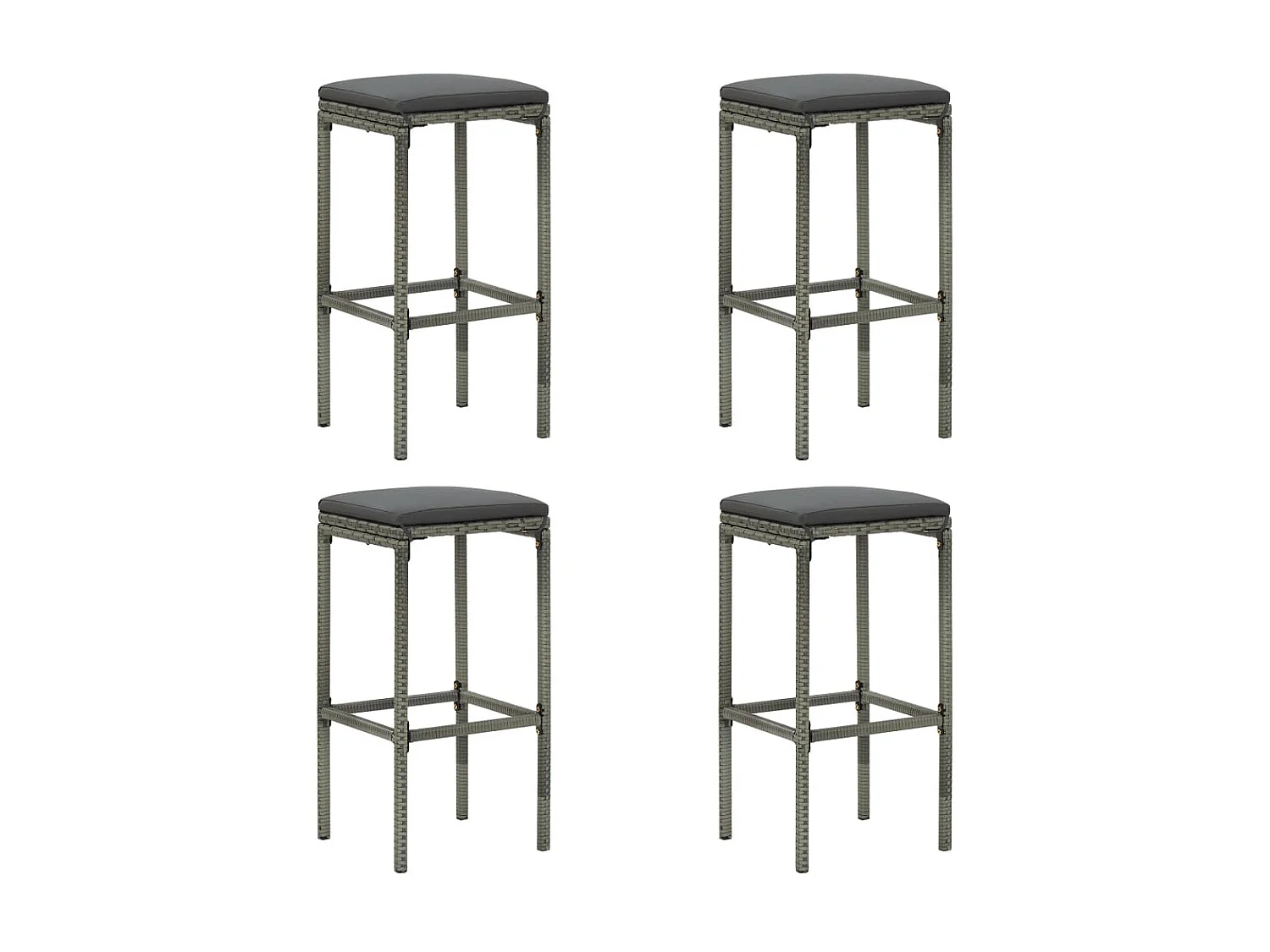 Meuble de bar de jardin 5 pcs et coussins Résine tressée Gris 3