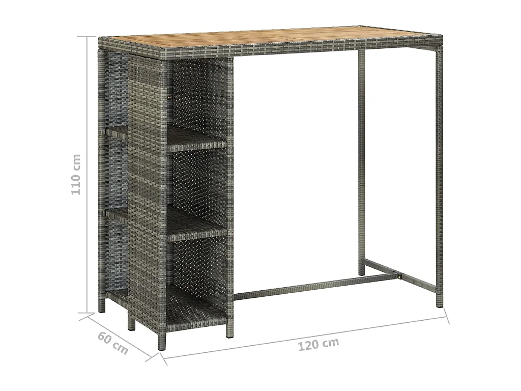 Meuble de bar de jardin 5 pcs et coussins Résine tressée Gris 3