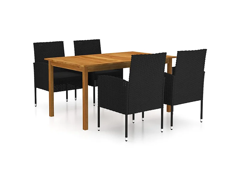 Ensemble de salle à manger de jardin 5 pcs Noir 163