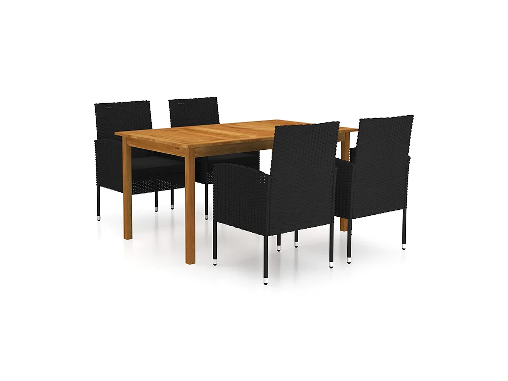 Ensemble de salle à manger de jardin 5 pcs Noir 163