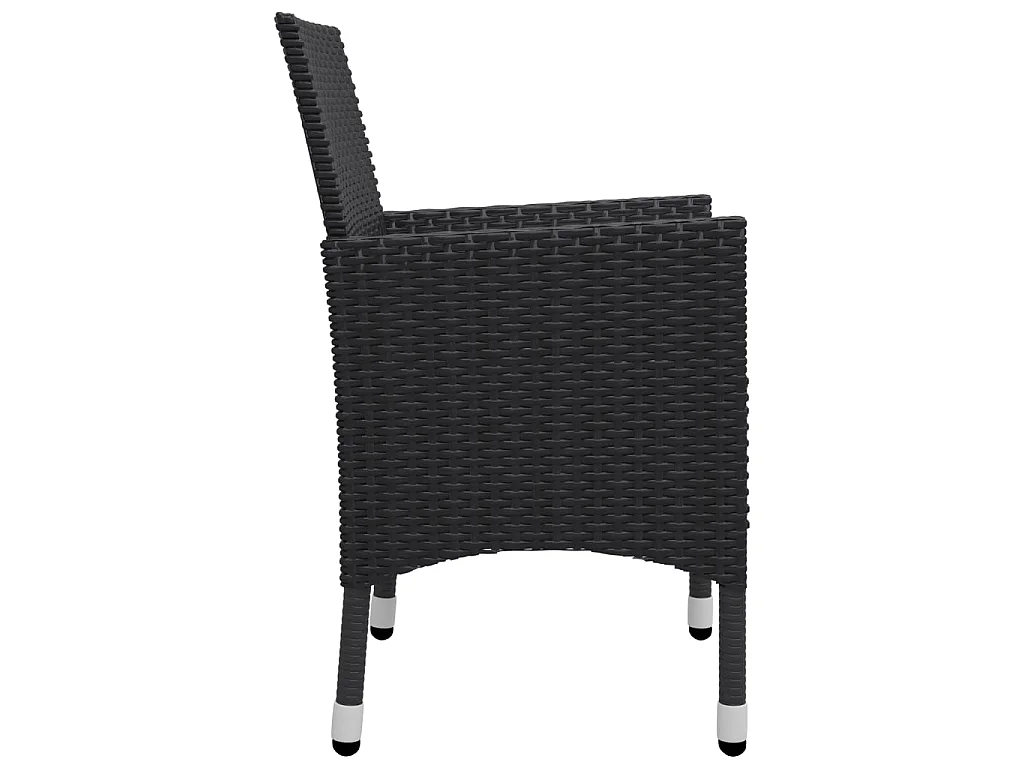 Ensemble de bistro 3 pcs Résine tressée et verre trempé Noir