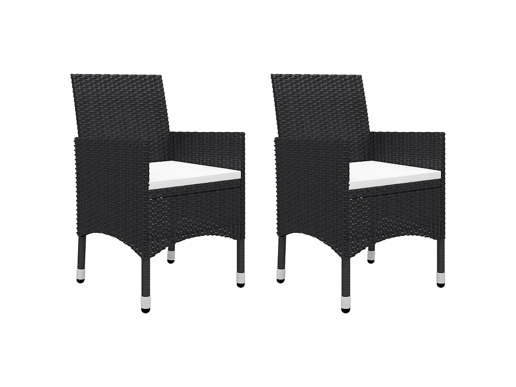 Ensemble de bistro 3 pcs Résine tressée et verre trempé Noir