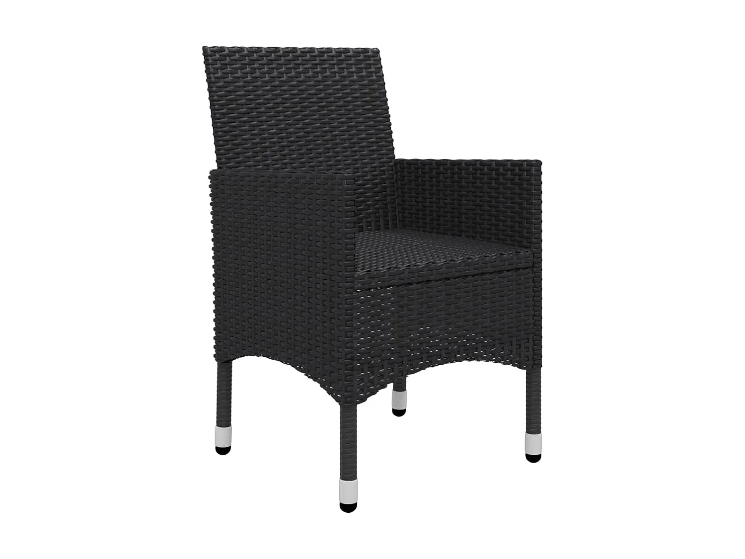 Ensemble de bistro 3 pcs Résine tressée et verre trempé Noir