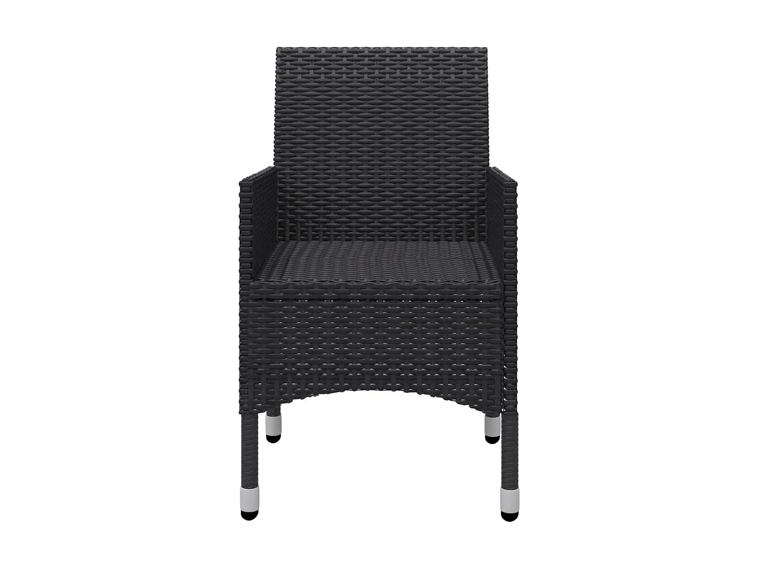 Ensemble de bistro 3 pcs Résine tressée et verre trempé Noir