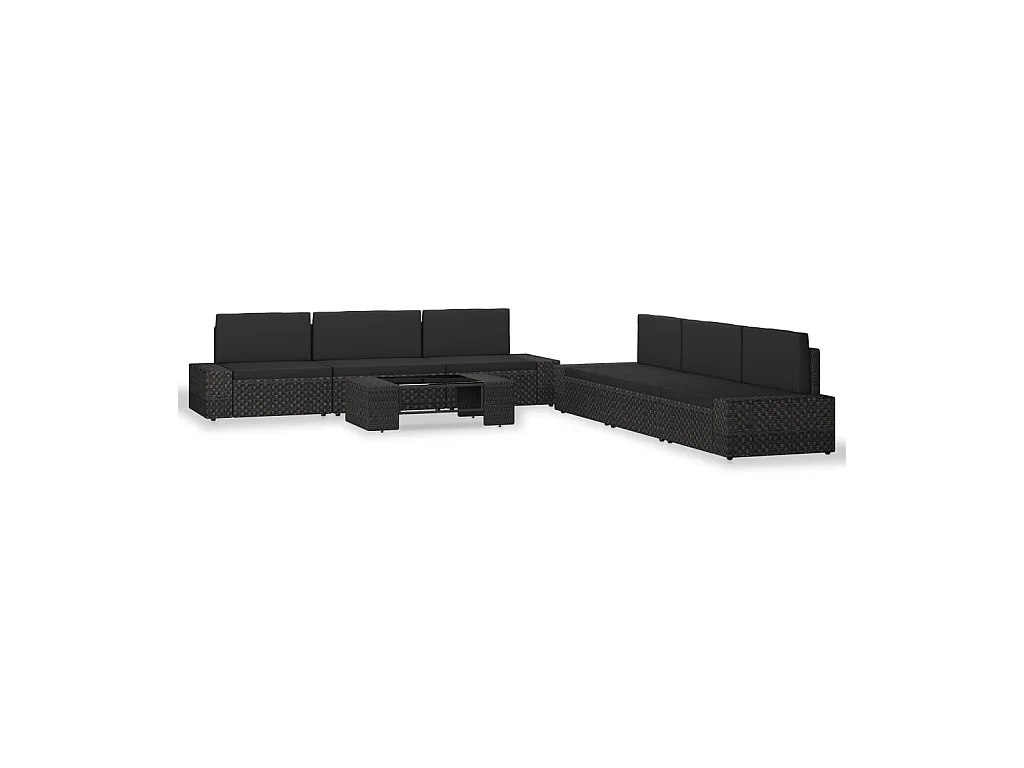 Salon de jardin 7 pcs Résine tressée Noir 3