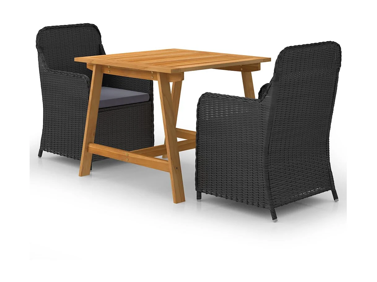 Ensemble de salle à manger de jardin 3 pcs Noir 47