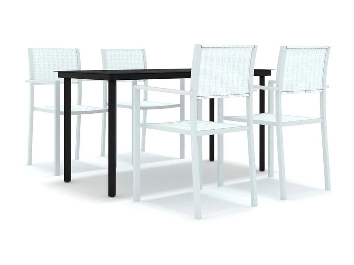 Ensemble de salle à manger de jardin 5 pcs Blanc 2