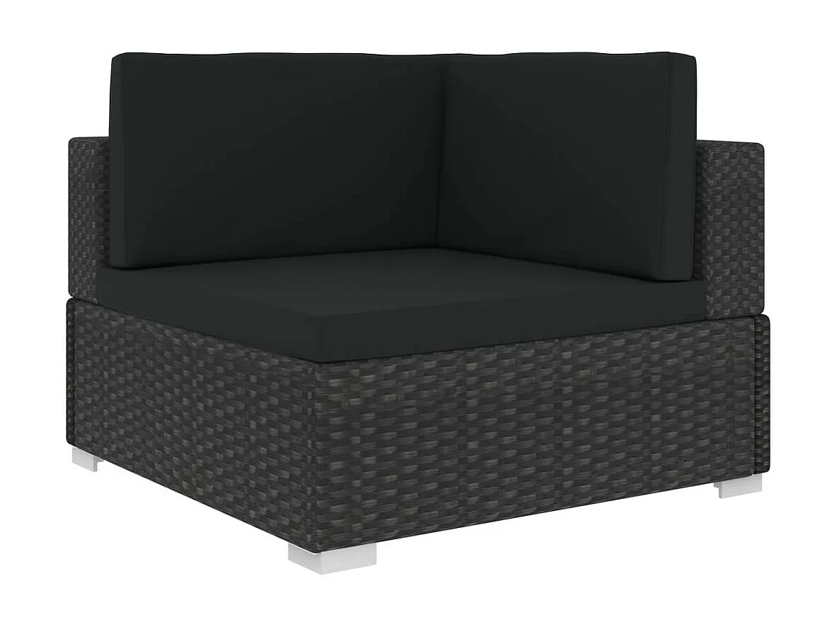 Salon de jardin 8 pcs avec coussins Résine tressée Noir 44