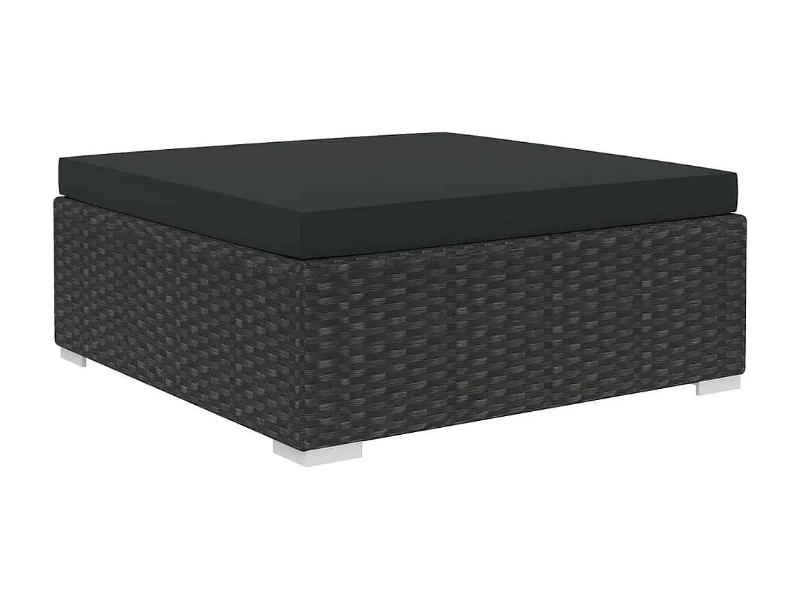 Salon de jardin 8 pcs avec coussins Résine tressée Noir 44