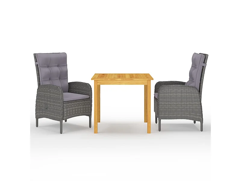 Ensemble de salle à manger de jardin 3 pcs Gris 11