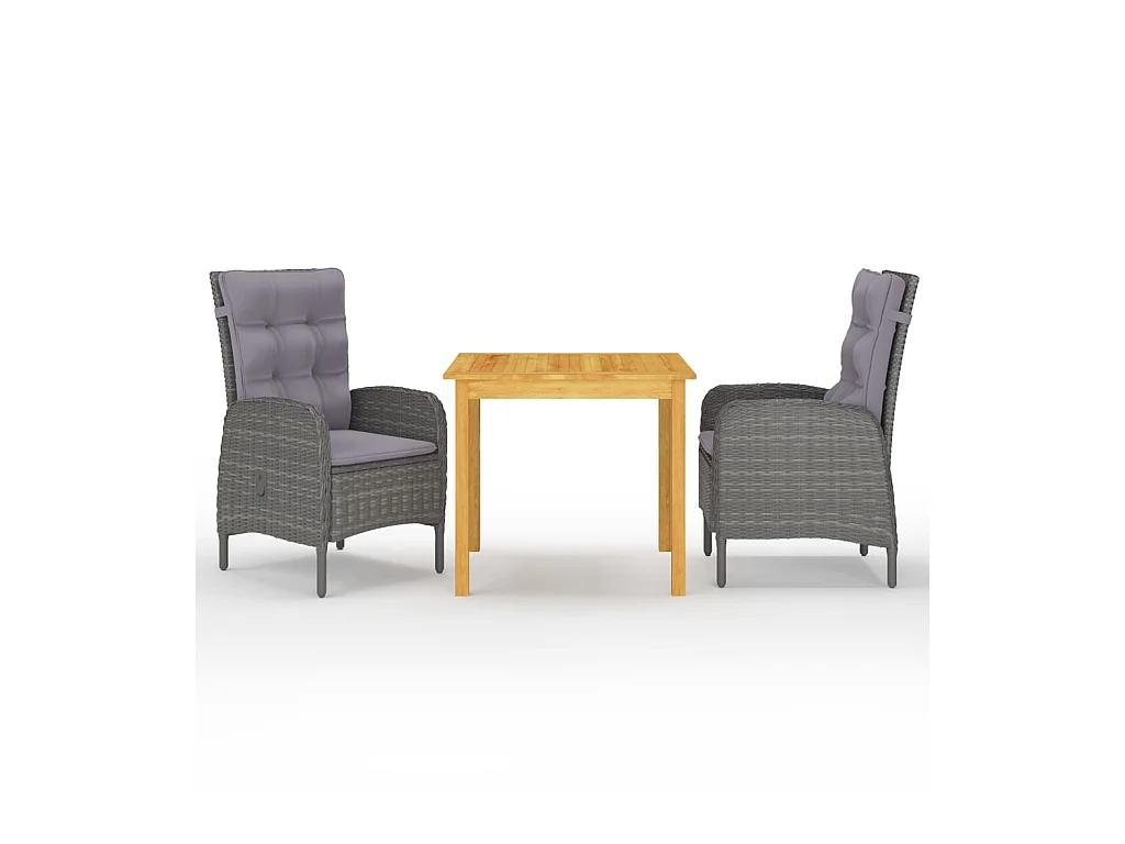Ensemble de salle à manger de jardin 3 pcs Gris 11