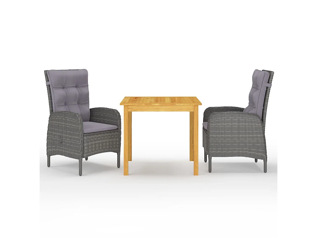 Ensemble de salle à manger de jardin 3 pcs Gris 11