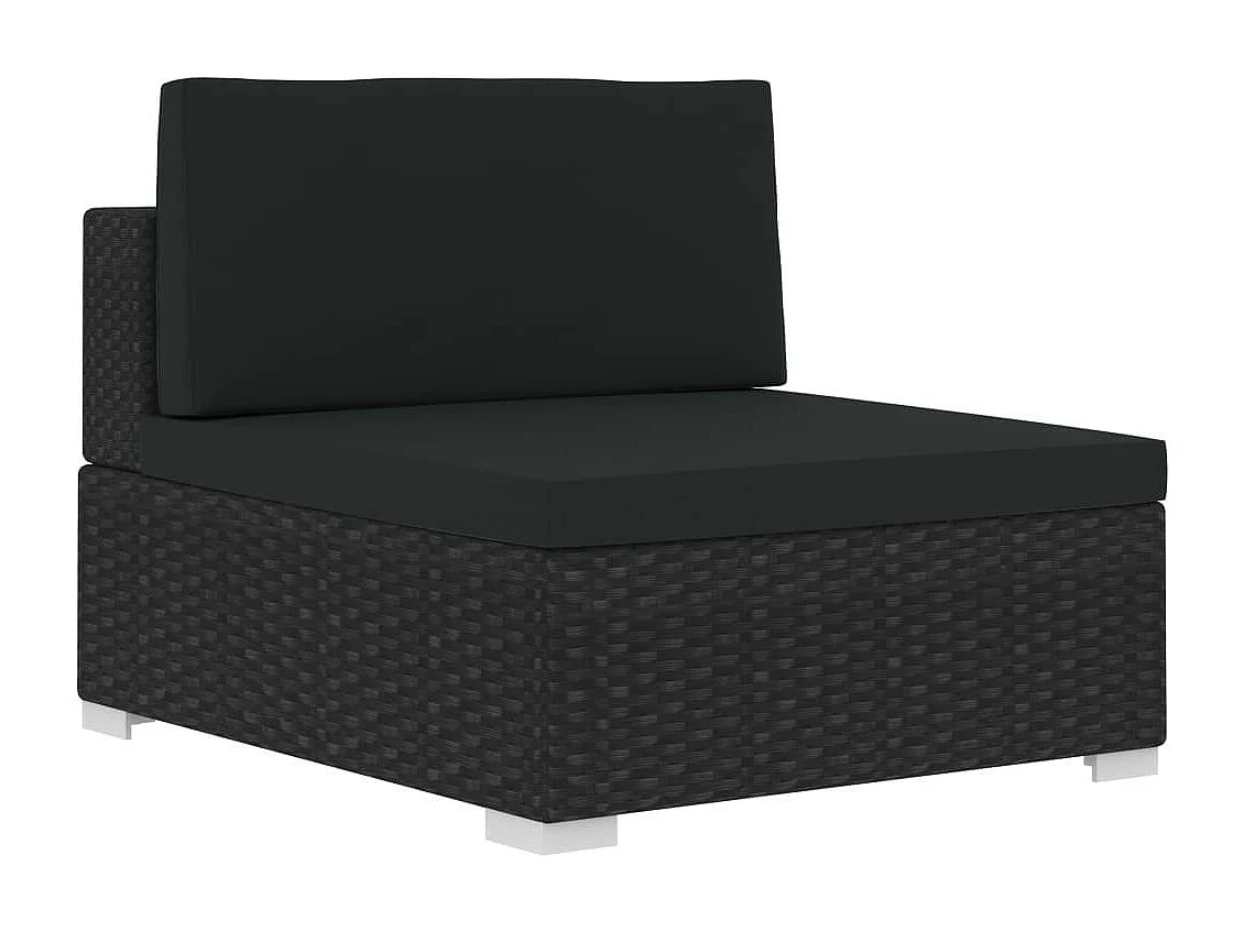 Canapés de jardin 4 pcs avec coussins Résine tressée Noir 2