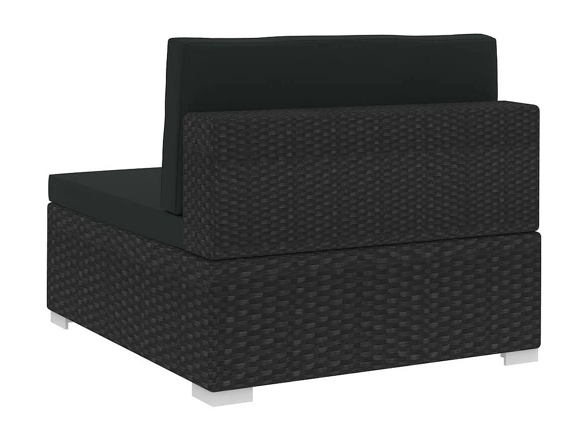 Canapés de jardin 4 pcs avec coussins Résine tressée Noir 2