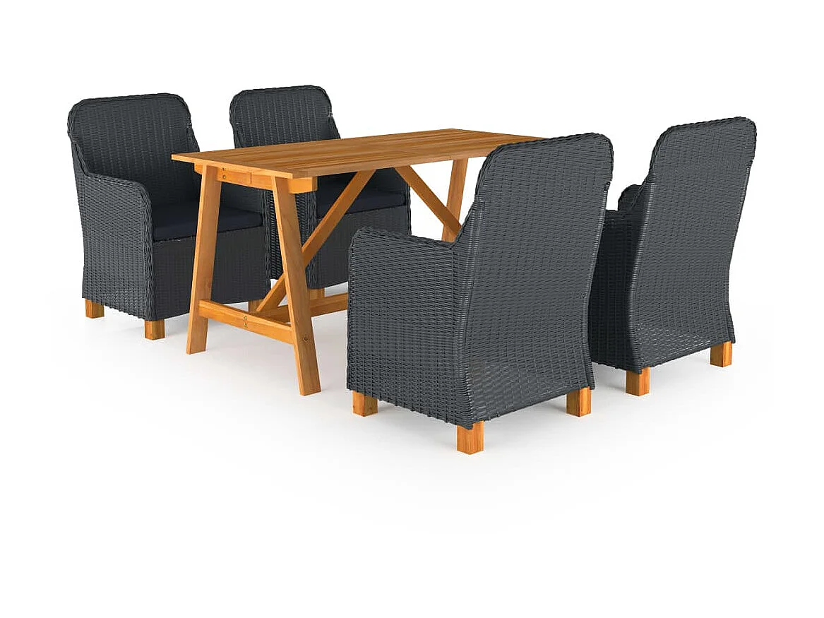 Ensemble de salle à manger de jardin 5 pcs Gris foncé 19