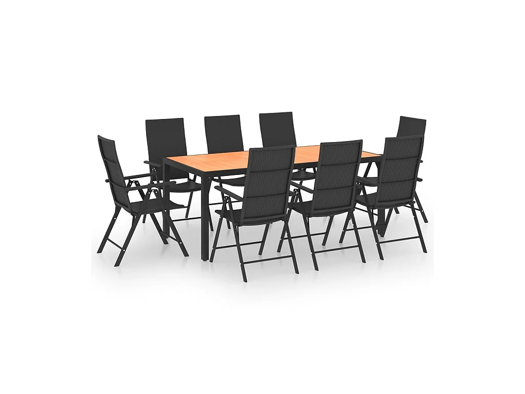 Ensemble de salle à manger de jardin 9 pcs Noir et marron