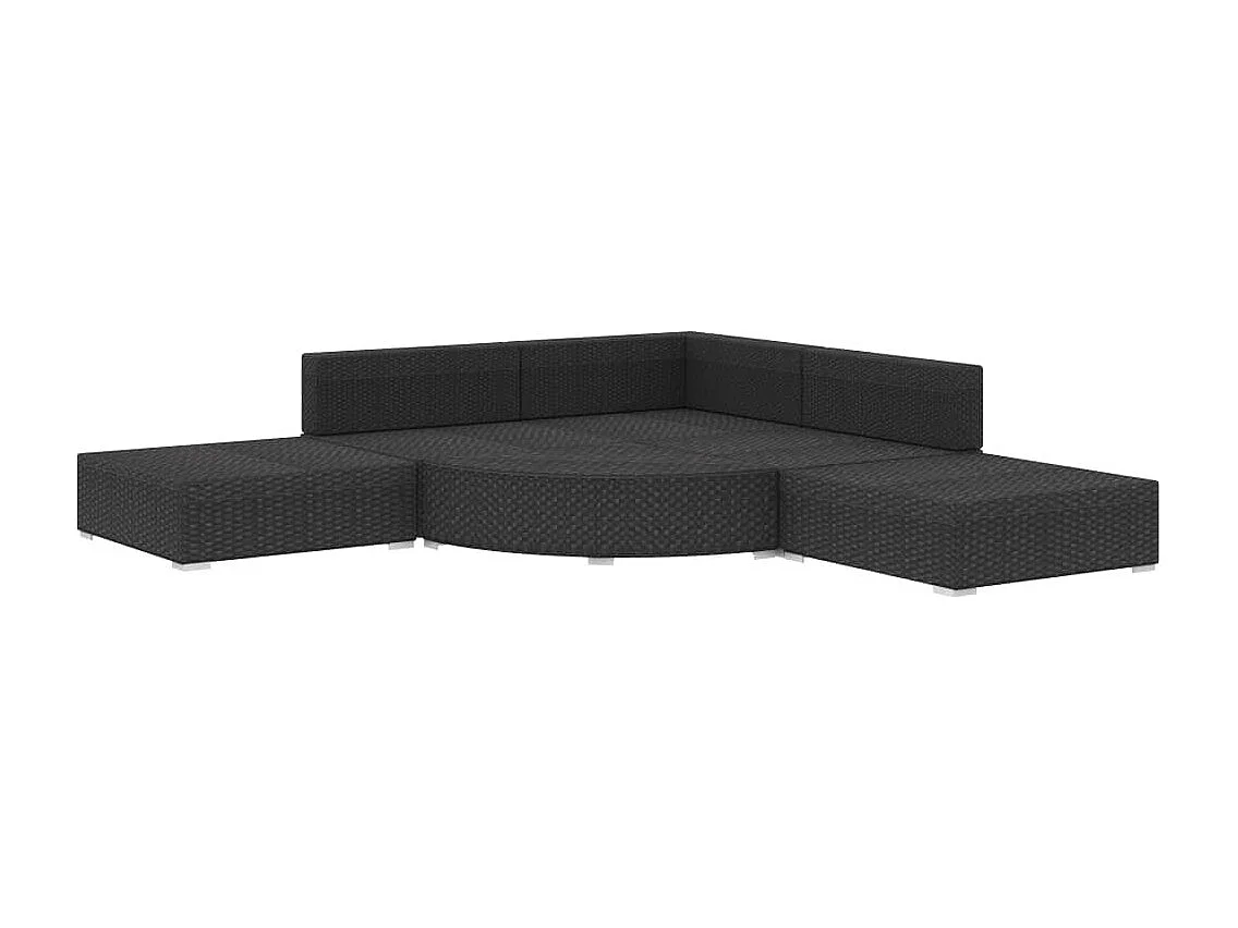 Salon de jardin 6 pcs avec coussins Résine tressée Noir 29