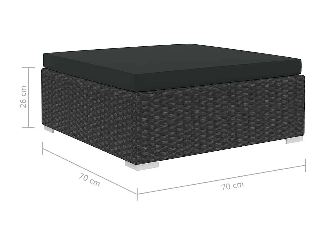 Salon de jardin 6 pcs avec coussins Résine tressée Noir 29