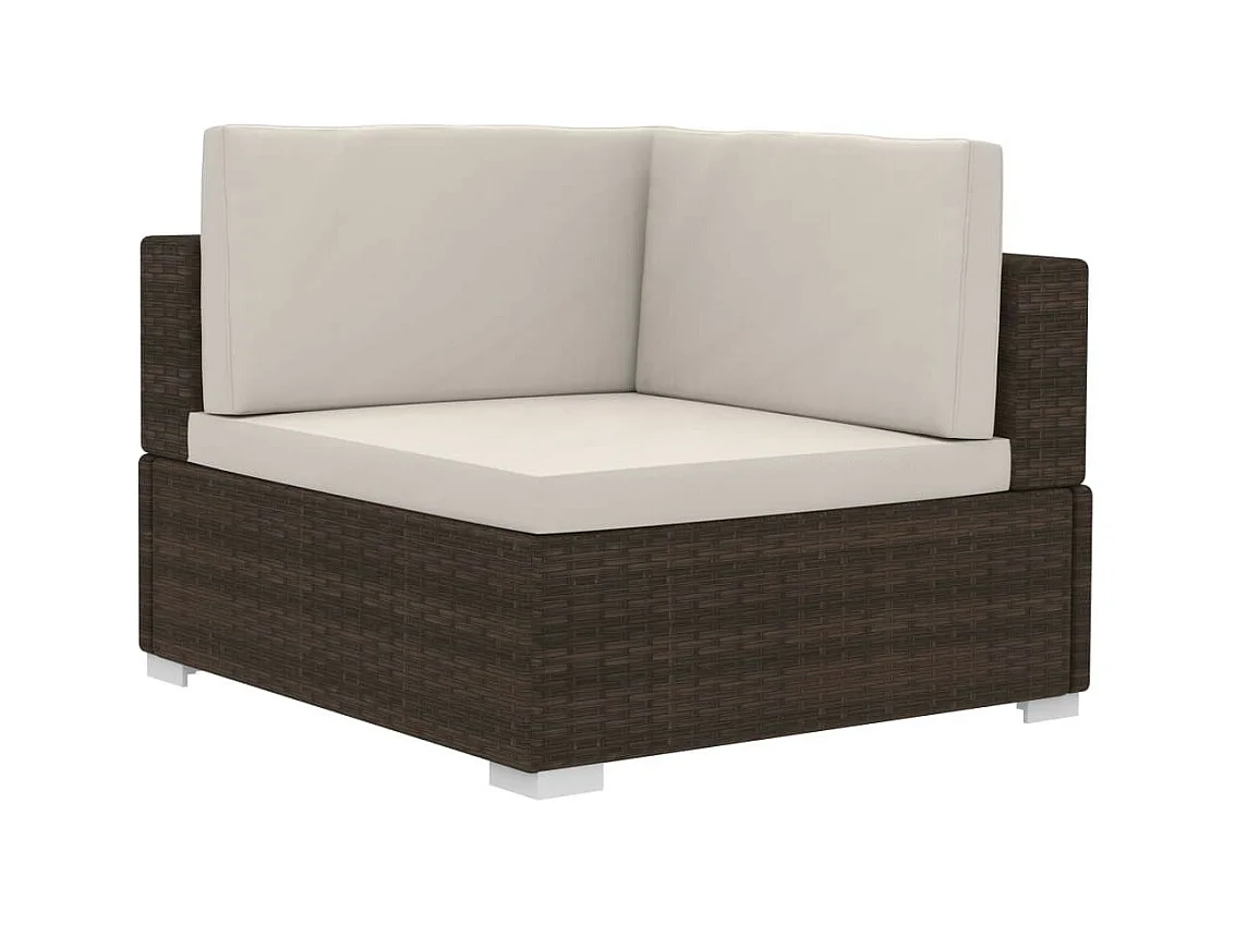 Set sofás de jardín 3 piezas y cojines ratán sintético marrón