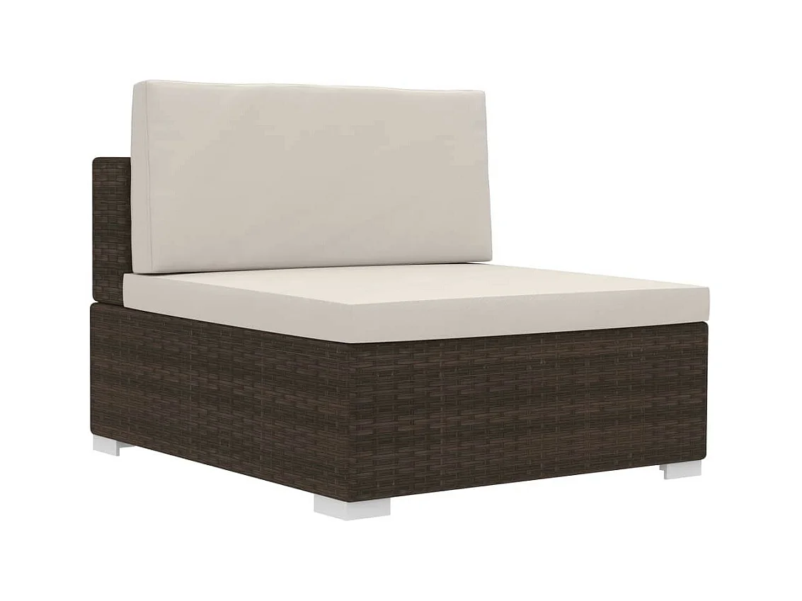 Set sofás de jardín 3 piezas y cojines ratán sintético marrón