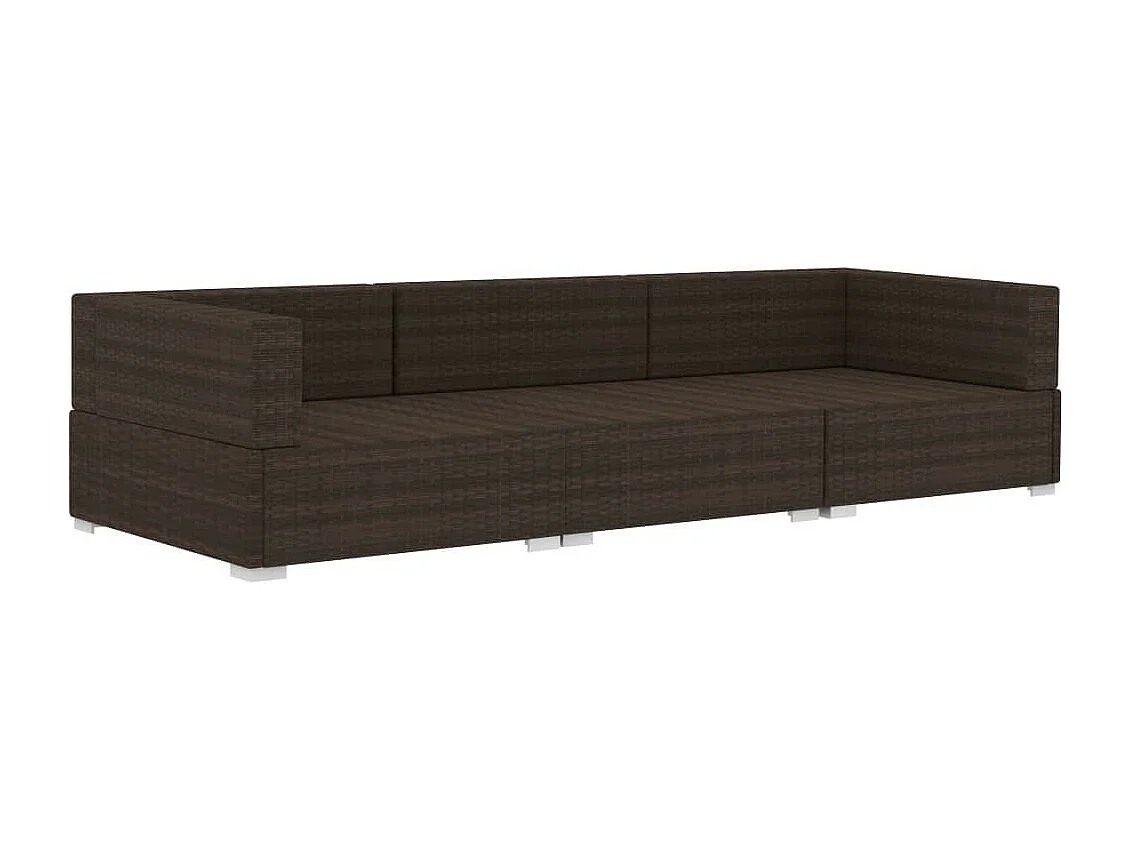 Salon de jardin 3 pcs avec coussins Résine tressée Marron 2