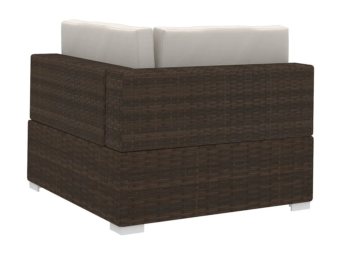 Salon de jardin 3 pcs avec coussins Résine tressée Marron 2