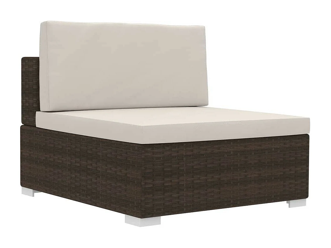 Salon de jardin 3 pcs avec coussins Résine tressée Marron 2