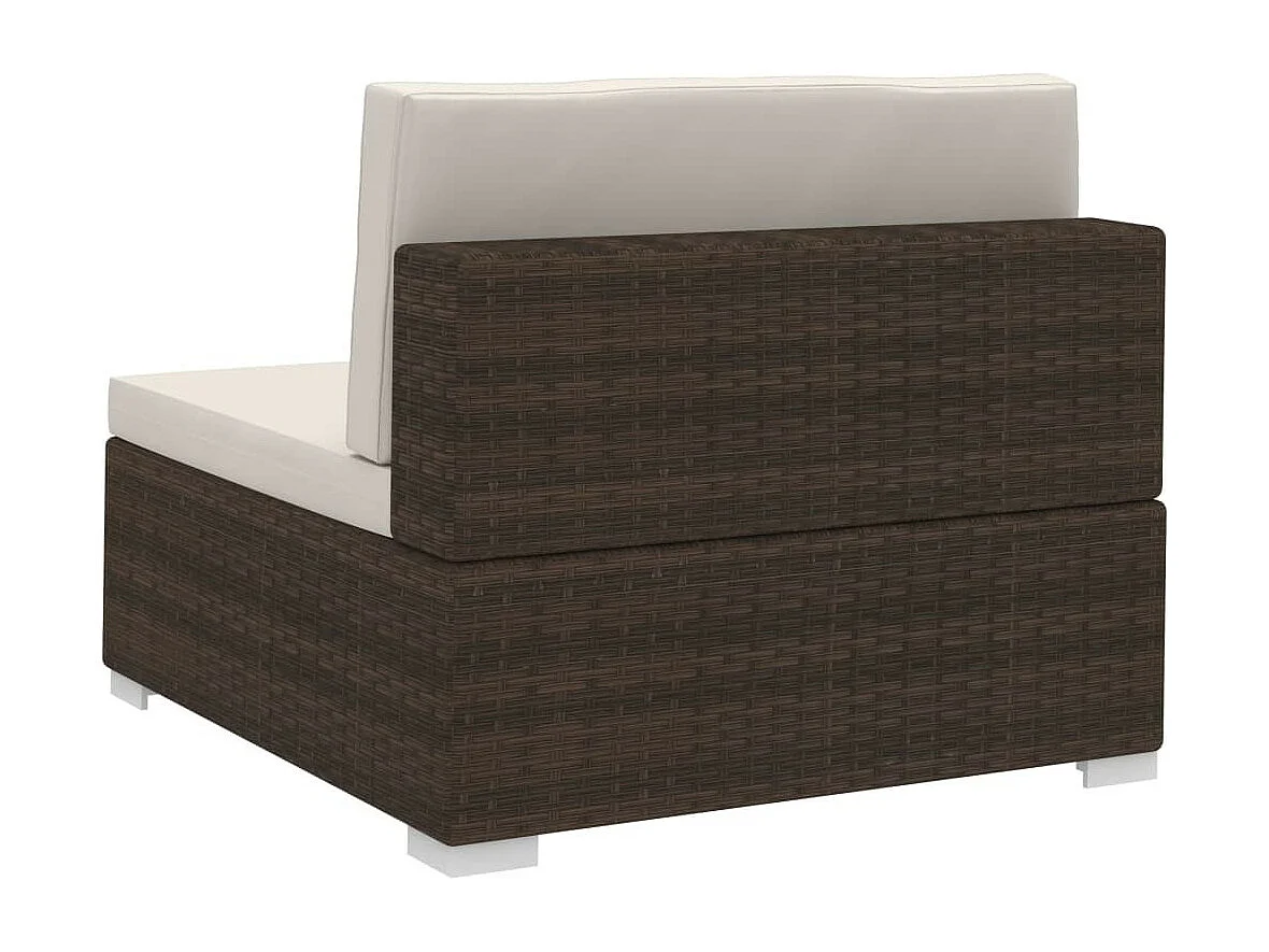 Salon de jardin 3 pcs avec coussins Résine tressée Marron 2