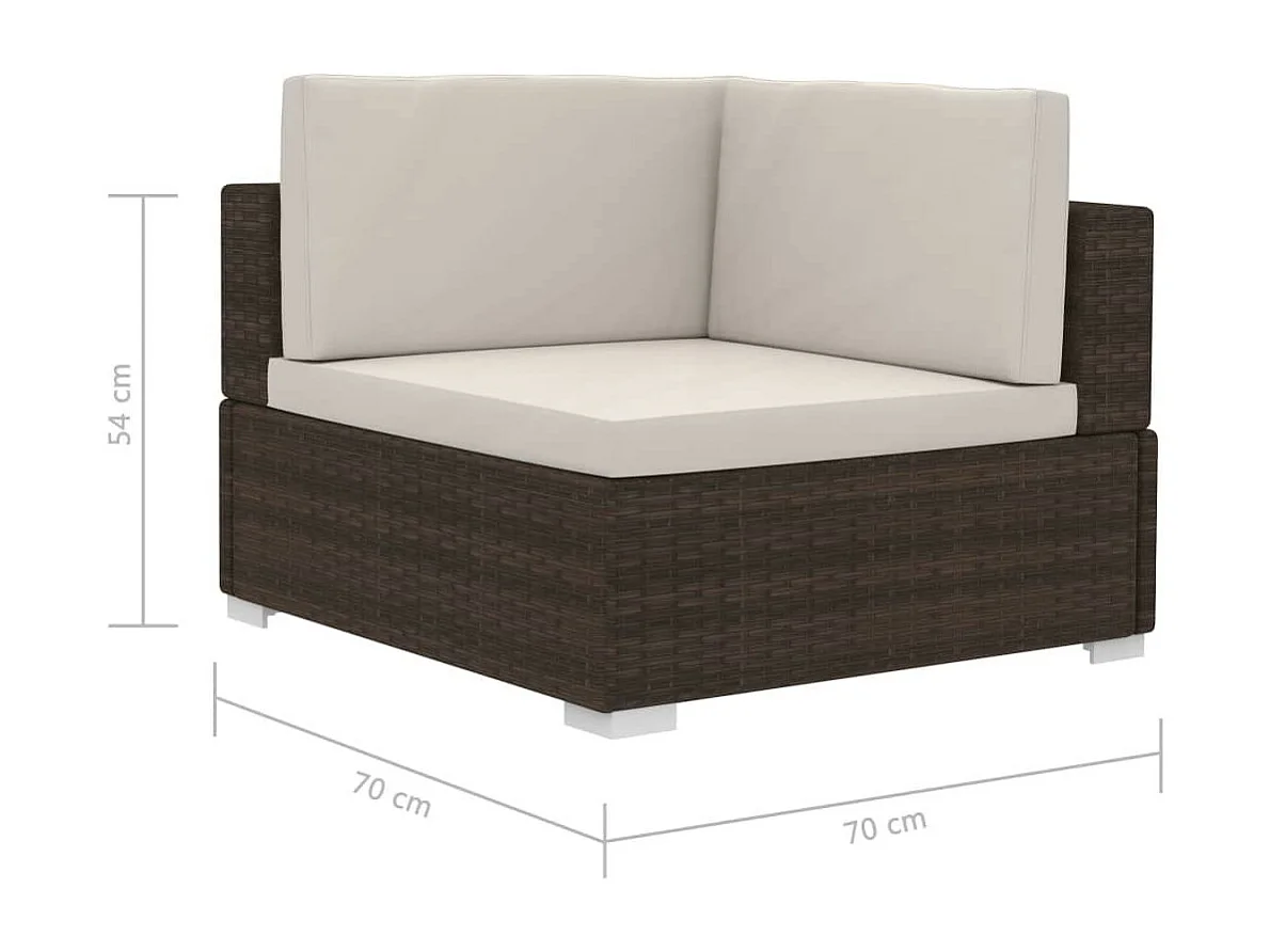 Salon de jardin 3 pcs avec coussins Résine tressée Marron 2