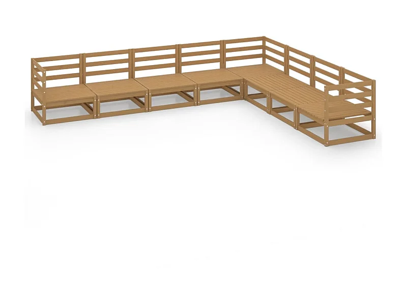 Salon de jardin 8 pcs Marron miel Bois de pin massif 16
