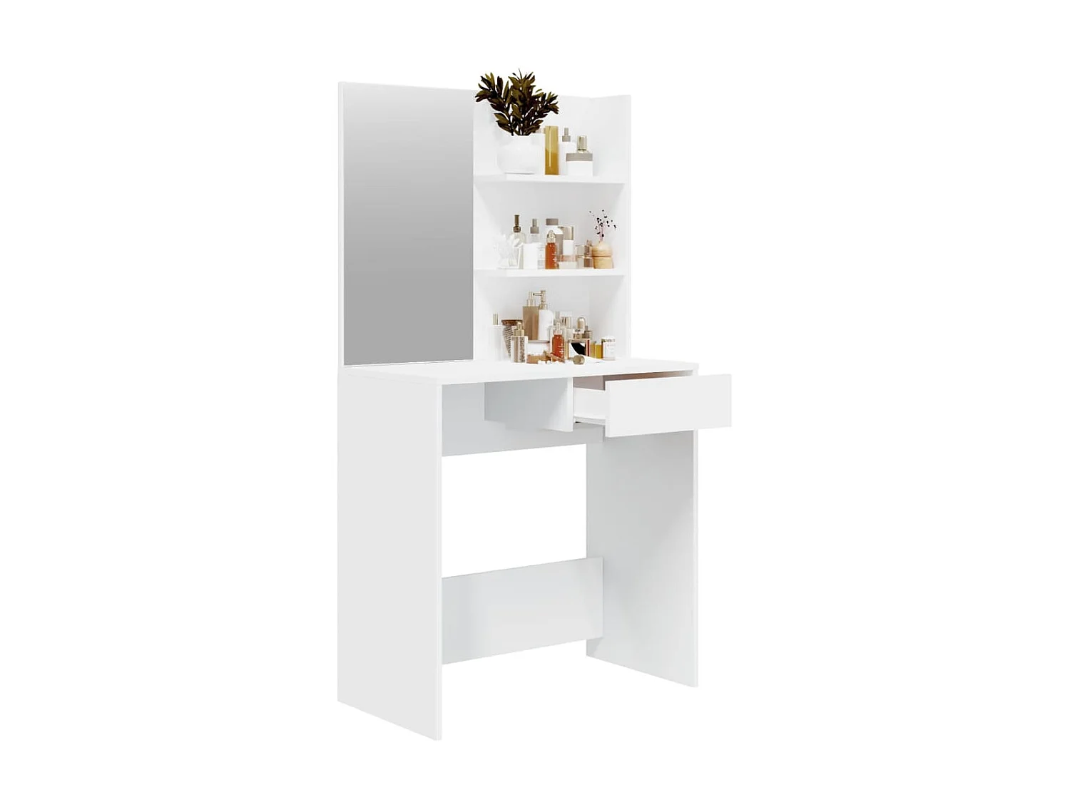 Coiffeuse avec miroir Blanc 74,5x40x141